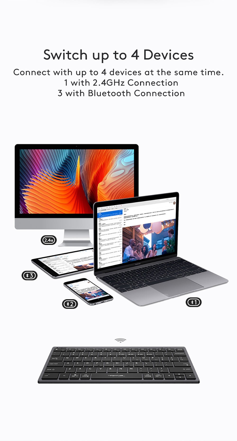 FBX51C Bluetooth & 2.4G Wireless KB Feature Breakdown 3
