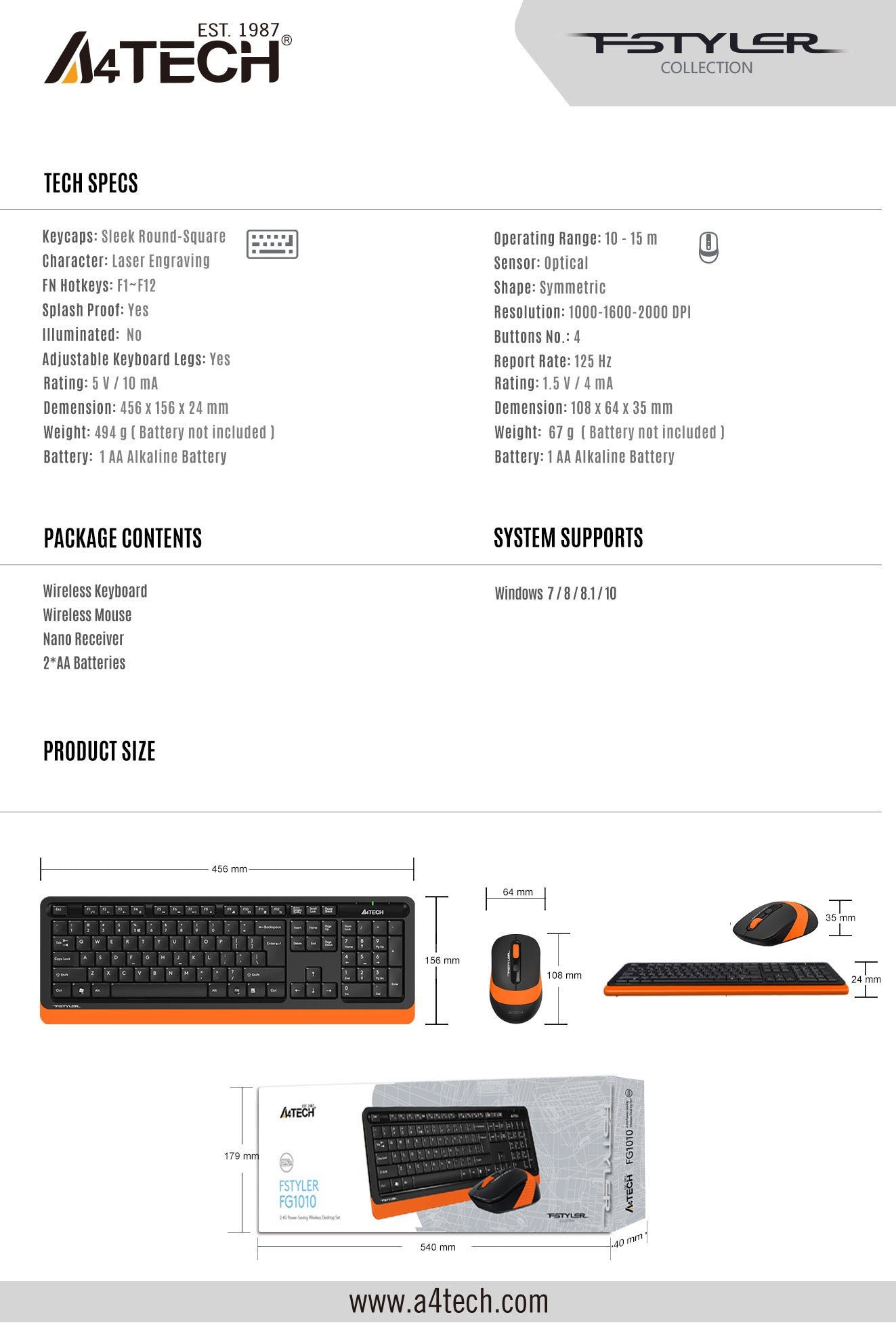 FG1010S 2.4G Wireless Desktop Set Feature Breakdown 4