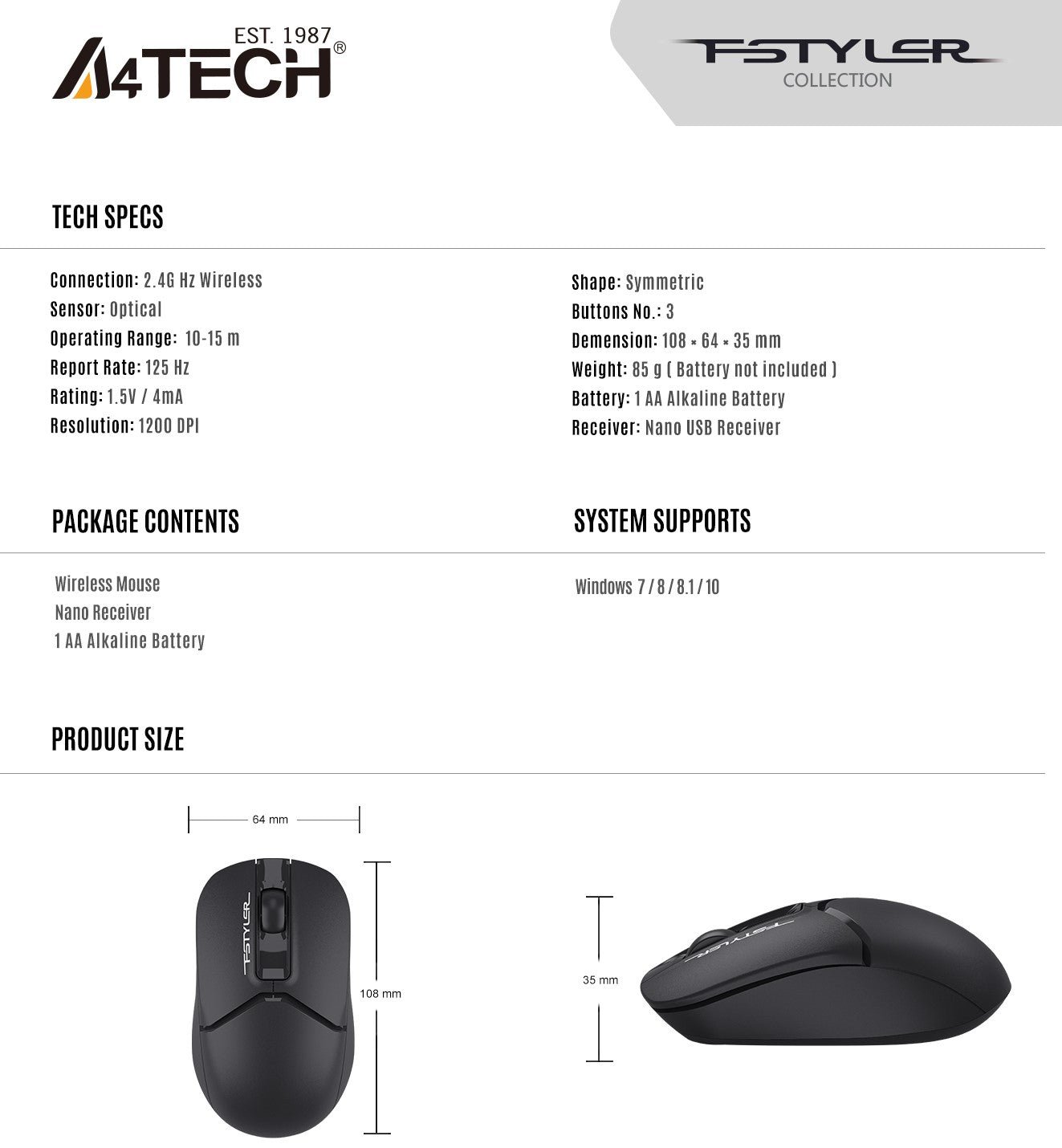 FG12S 2.4G Wireless Mouse Feature Breakdown 4