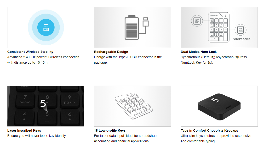 FGK21C 2.4G Wireless Numeric Keypad Feature Breakdown 2