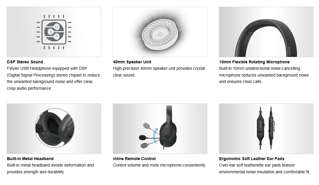 A4Tech FH280U Conference Over-Ear USB Headset Feature Breakdown 2