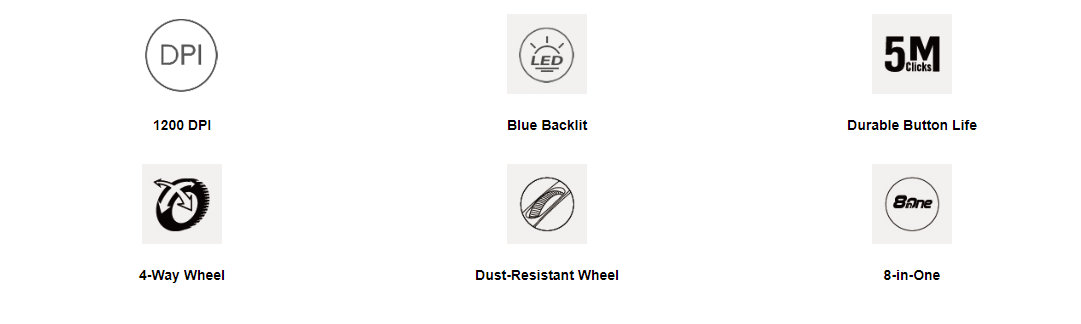 N-530S Illuminated Backlit Wired Mouse Feature Breakdown 1
