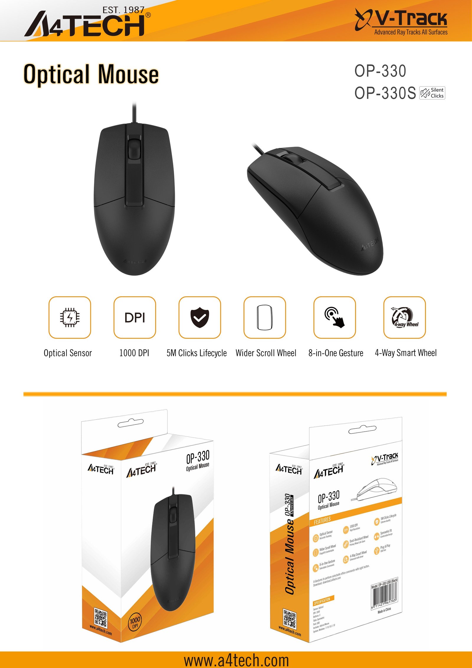 OP-330S Wired Optical Mouse Feature Breakdown 1